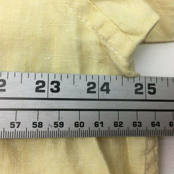 Roundtree & Yorke Mens Yellow Linen Solid Short Sleeved Shirt Size XL - Picture 4 of 7